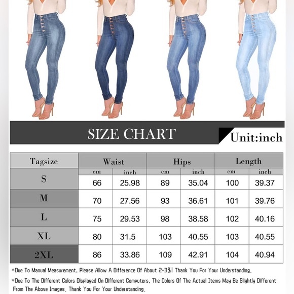 KUNMI Womens Curvy High Waist Stretch Butt Lifting Skinny Colombian Jeans - NWT - Picture 5 of 7